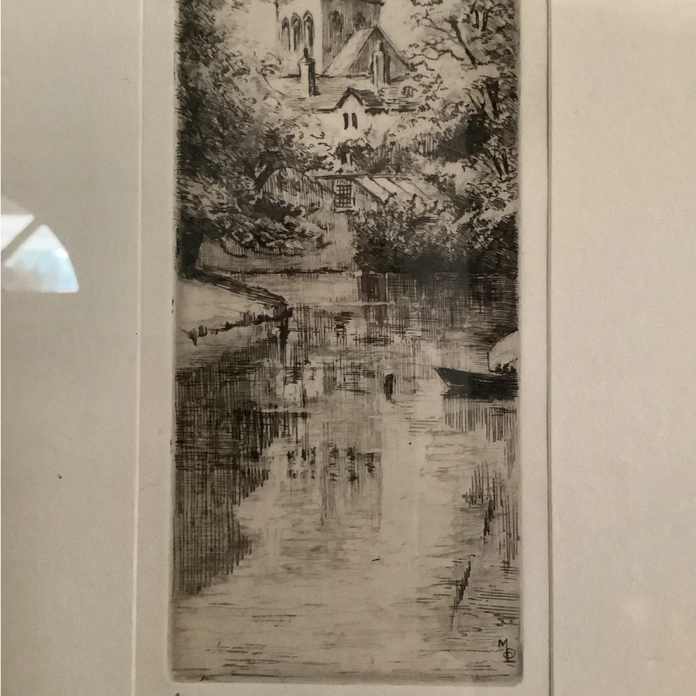 Antique Framed Etching - Picture 3 of 7